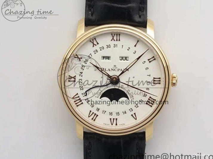 0712 Upgraded Villeret Quantième Complet 8 Jours SS Complicated Function OMF 1:1 Best Edition White Dial on Brown Leather Strap A 7983